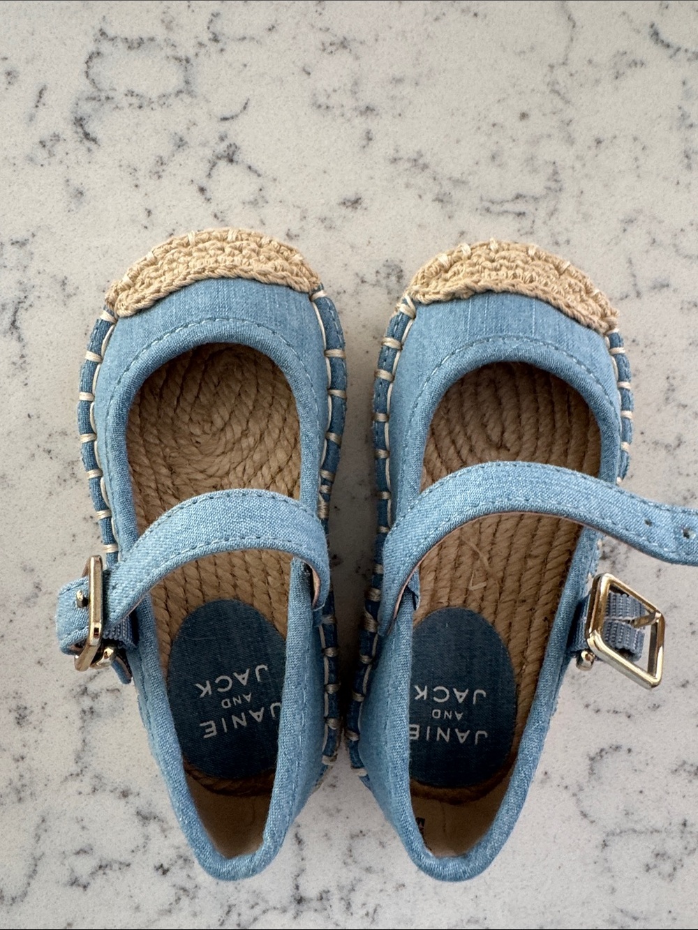 Janie and Jack Light Blue Espadrille Mary Jane Sandals
